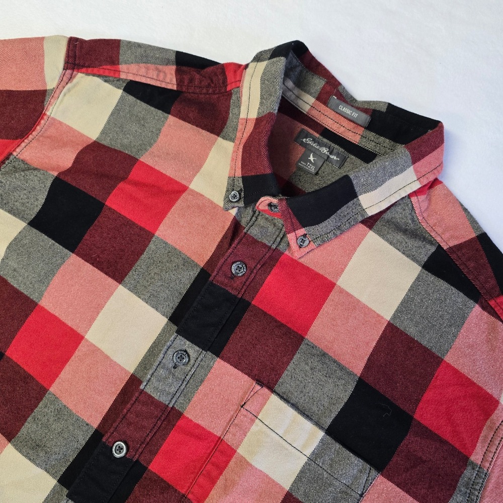 Eddie Bauer Heavyweight Cotton Buffalo Plaid Flannel Shirt Tall 2XL Outdoors